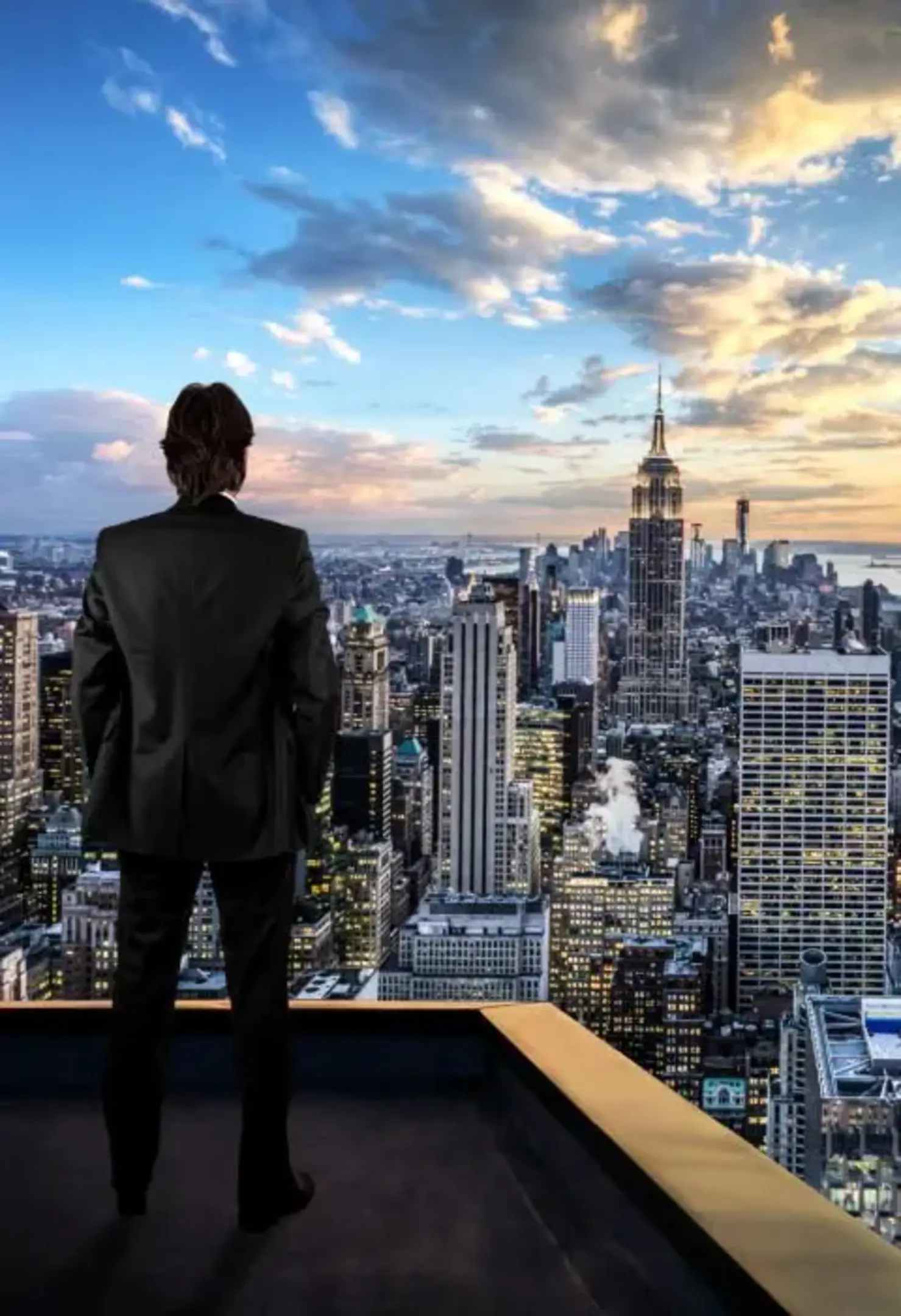 Man looking over city skyline