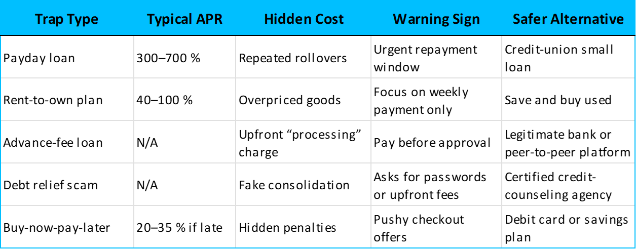 Debt traps and safer alternatives comparison